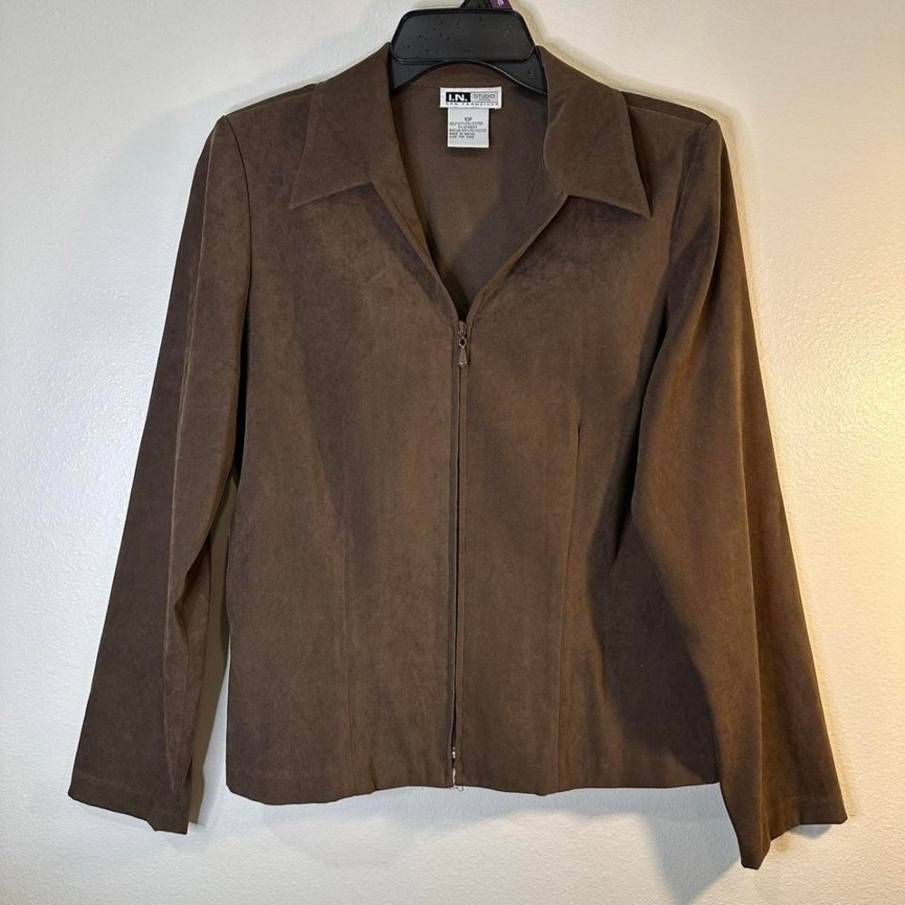 I.N Studio San Francisco Brown suede zip-up jacket size 10p